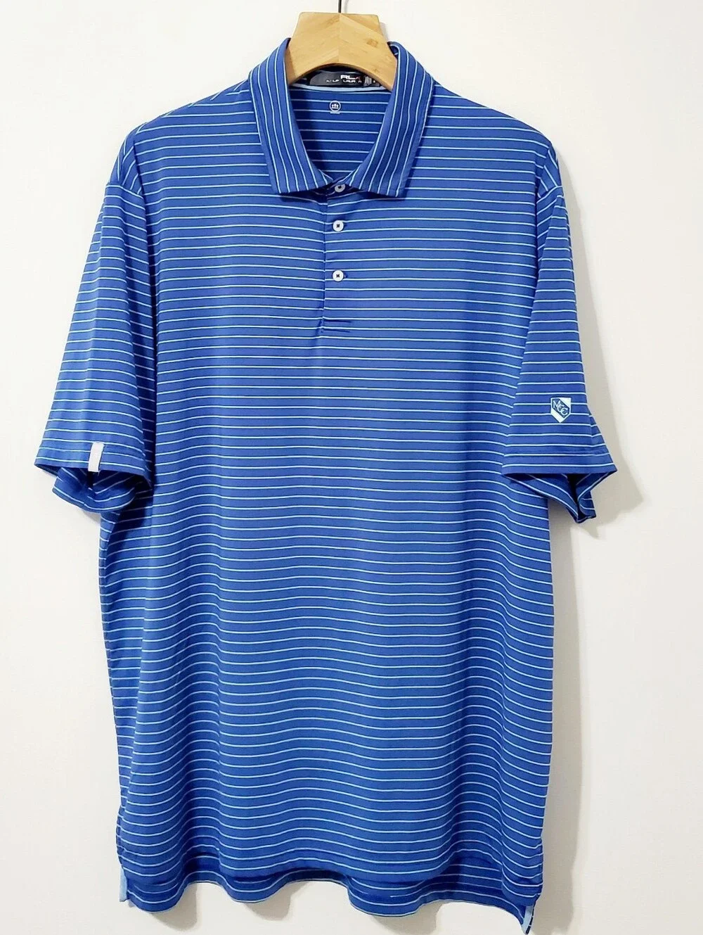 Ralph Lauren RLX Blue Stripe Polo Shirt Men Large